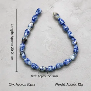7x10mm faceted teardrop natural stone beads strand in blue and white sodalite pattern