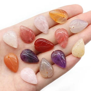 Carved natural crystal leaf beads in amethyst rose quartz and agate for DIY hairpins