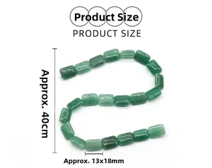 Details von 13x18mm grünen Aventurin-Rechteckperlen auf 40cm Strang für DIY-Schmuck