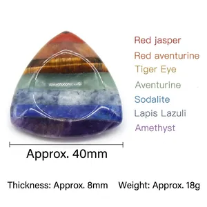Pietra preoccupazione chakra triangolare con sette strati di cristalli naturali da 40 mm