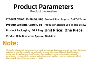 Detailed specifications chart for natural agate gemstone ring with size and weight info