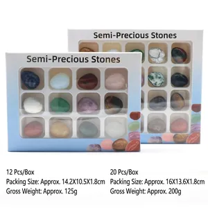 Mini crystal agate eggs in 12 and 20 piece sets of natural semi-precious stones