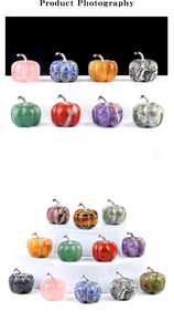 Detailed assortment of carved natural stone pumpkins with metallic stems for home decor