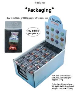 Candy-shaped natural seven chakra stones in PVC individual box and large display carton