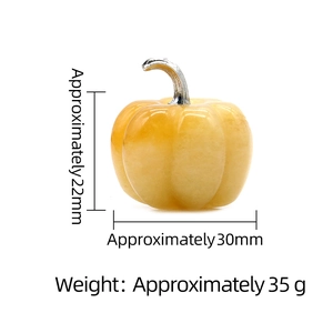 Natural yellow crystal pumpkin stone decor with silver stem and dimension labels