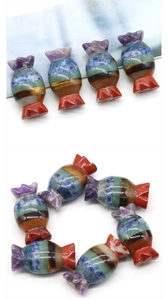 Polished 7 chakra natural stone candy-shaped beads with multi-color layers for jewelry