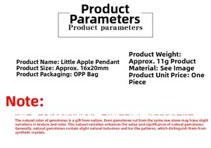 Detailed specifications table for 20mm natural crystal apple pendants and agate stones