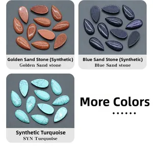 Druppelvormige cabochons in goudsteen, blauwe zandsteen en turkoois voor sieraden