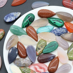 Natural Stone Teardrop Cabochon 15x30mm Waterdrop Flat Back Gemstone Crystal For DIY Jewelry Making Ring Pendant Inlay Accessory