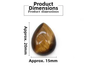 Macro de un cabujón de piedra ojo de tigre de 15x20mm en forma de gota para joyas
