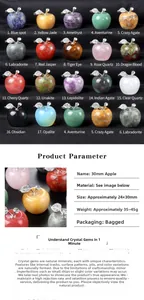 Macro detail of natural crystal apple decor with 30mm size and 35-45g weight specs
