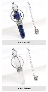 Lapis lazuli and clear quartz merkaba star crystal pendants with silver chains