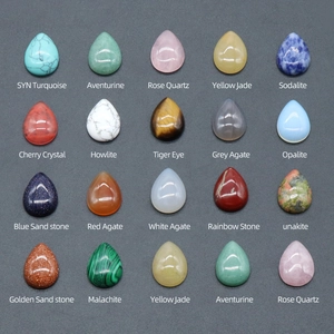Teardrop shaped natural crystal cabochons in 20 varieties for DIY jewelry making