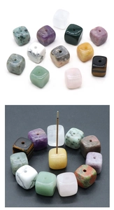 Detailed view of colorful square natural crystal stone beads for DIY and incense holders