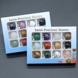 Apple Shape Semi-Precious Stone Pendants Polished Natural Crystal Healing Stone Metal Leaf Charms For Jewelry Making DIY Ornaments