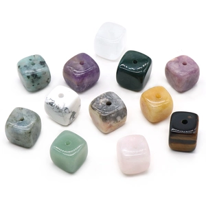 Natural crystal stone incense holders in various gemstone colors and cube shapes