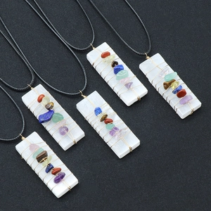 Handgefertigte 7 Chakra Stein Drahtumwickelte Selenit Kristall Halskette Heilstein Boho Schmuck Für Damen Herren