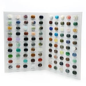 Sample chart with 100 gemstones including natural quartz and synthetic crystal specimens