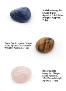 Sodalite, tiger eye and rose quartz stones showing 15-20mm size and 7-8g weight specs