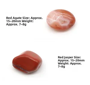 Detailed macro view of polished Red Agate and Red Jasper irregular crystal stones