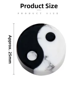 Λήψη macro 25mm διακοσμητικού Tai Chi Yin Yang από χαουλίτη και οψιδιανό