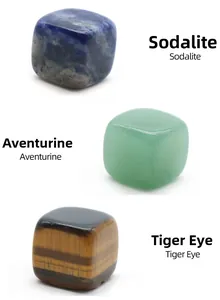 Cubi lucidati di Sodalite, Avventurina Verde e Occhio di Tigre, pietre di cristallo