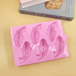 Pink 6-cavity koi fish silicone mold for chocolate and mousse baking, top view display