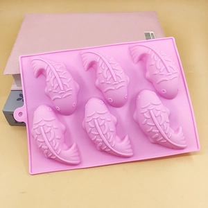 Koi Fish Shape Silicone Mold For DIY Chocolate Pudding Mousse Cake Decoration Pink Multi Cavity Dessert Baking Tray