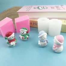 Detail of Christmas snowman silicone molds and colorful finished resin figures