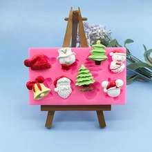 Detailed pink silicone mold for Christmas snowman and santa fondant decorations