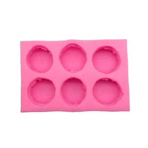 Pink 6-cavity silicone mold for macaron and chocolate making with rectangle shape