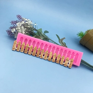 Fence Design Silicone Cake Mold For DIY Chocolate Fondant Baking Tool Pink Bamboo Picket Pattern Kitchen Accessory