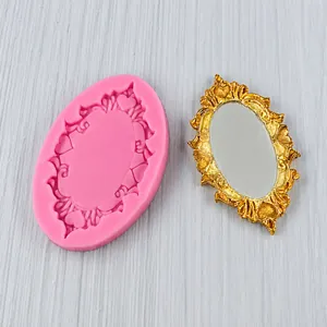 Vintage oval floral frame silicone mold for chocolate fondant and DIY crafts