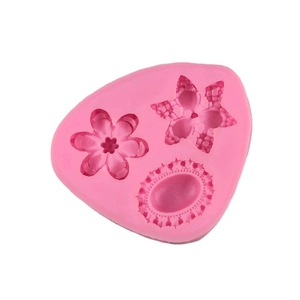 Pink silicone flower and star fondant mold for DIY cake decorating and chocolate