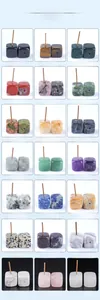 Macro view of natural crystal incense holders in various gemstone textures and colors