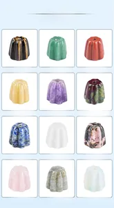 Macro view of twelve types of natural gemstone beads in unique Canelé shapes for crafts