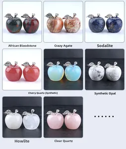 Macro detail of 30mm crystal apple ornaments in various natural gemstones and quartz
