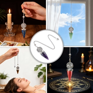 Natural Stone Pendulum Pendant All-Seeing Eye Providence Conical Crystal Healing Point Divination Yoga Spiritual Jewelry