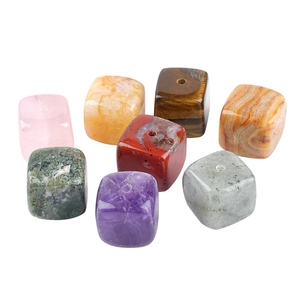 Polished natural crystal cube beads set with center holes for DIY jewelry making