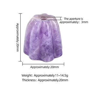 Pumpkin shaped natural amethyst crystal incense burner base with carved details