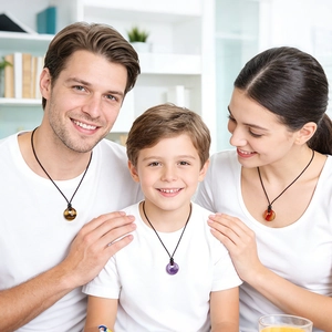 Natural Stone Crystal Donut Pendant Necklace With Adjustable Braided Cord Retro Pingan Kou Healing Jewelry For Men Women Gift