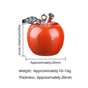 20mm Natural Red Crystal Apple Pendant with Silver Leaf for DIY Christmas Gift Necklace