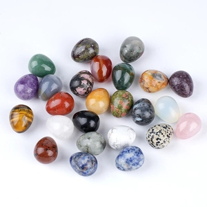 Polished 20mm natural crystal egg stones in amethyst, tiger eye and quartz materials