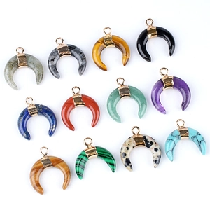 Pendentifs lune en pierres naturelles avec bélières dorées pour la création de bijoux DIY