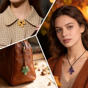 Vintage Naturstein Blume Anhänger Geschnitzt Fünfblättrige Floral Edelstein Anhänger Für DIY Halskette Pulloverkette Schmuckherstellung