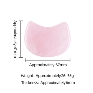 60mm pink rose quartz cat shaped facial gua sha massager for skin lifting and beauty