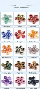 Detailed grid showing 15 types of natural gemstone abacus beads for jewelry making