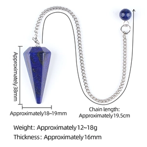 Lapis lazuli natural crystal pendulum for yoga meditation with dimensions and silver chain