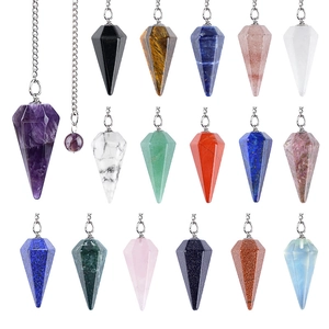 Natural crystal pendulum pendants in various gemstones for yoga and meditation healing