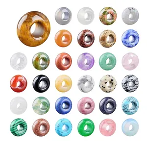 Natural Stone Crystal Abacus Beads For DIY Jewelry Making Polished Large Hole Agate Spacers For Necklaces Bracelets Crafting Supply